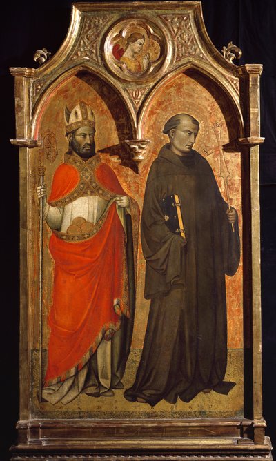 Bari Szent Miklós és Assisi Szent Ferenc Lorenzo di Niccolo Gerini festménye (14-15. század) V 153,6x85,5 cm Assisi, A San Francesco-bazilika Kincstárának Múzeuma. Perkins College alkotó: Lorenzo di Niccolo Gerini