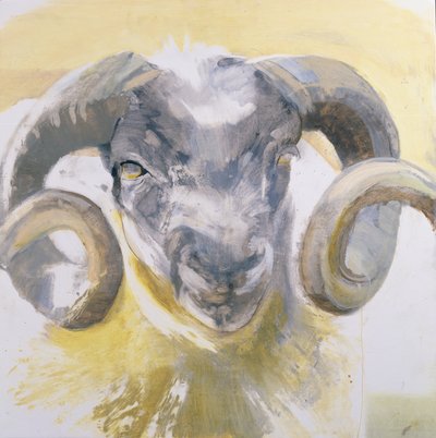 Long Horn Sheep (vegyes média a gesso panelen) alkotó: Lou Gibbs