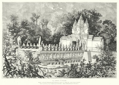 Angkor kapuja, Kambodzsa (metszet) alkotó: Louis (after) Delaporte