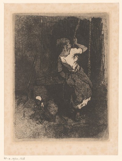 Nő kútból kap vizet, mellette ülő gyerek alkotó: Louis Adolphe Hervier (attributed to)