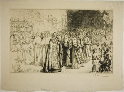 A körmenet visszatérése a nantes-i katedrálisba alkotó: Louis Auguste Lepère