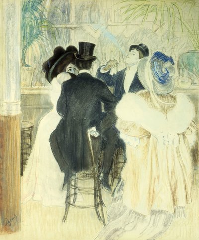 Figurák egy kávézóban (pasztell papíron) alkotó: Louis Auguste Mathieu Legrand