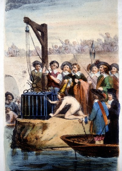 Vízpróbás boszorkány, Perrin litográfiája. alkotó: Louis Benoit Perrin