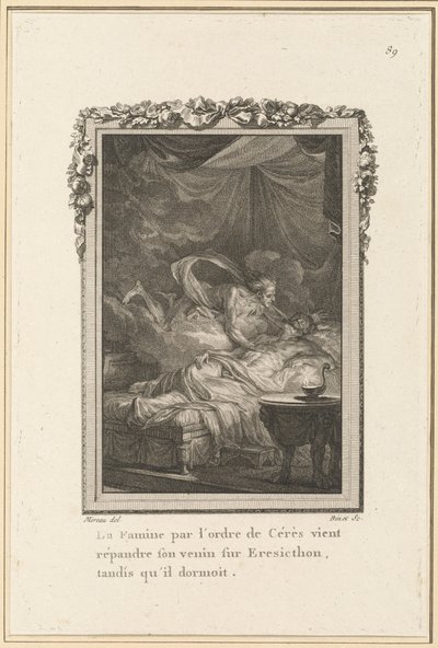 A Ceres parancsára kitört éhínség mérgét terjeszt Eresicthonra, miközben ő aludt alkotó: Louis Binet after Jean Michel Moreau