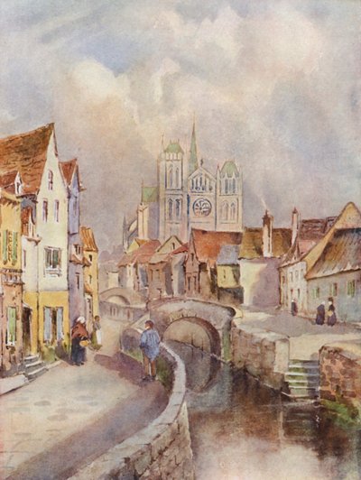 Kilátás Amiensre, a távolban a katedrálissal alkotó: Louis Burleigh-Bruhl