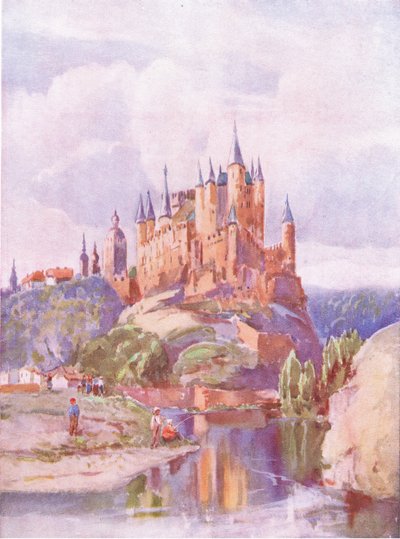 Az Alcazar, Segonia, a Hutchinson & Son által kiadott Hutchinsons Picturesque Europe, 1930 körüli kiadásból. alkotó: Louis Burleigh-Bruhl