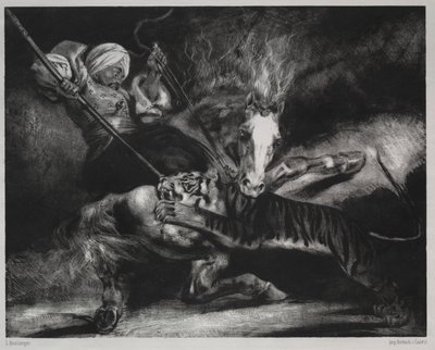 Egy tigris támadása alkotó: Louis Candide Boulanger
