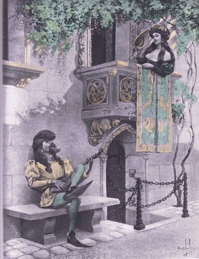 Az ostoba szerető, Boccaccio Dekameronjának illusztrációja, a Navarre Society kiadása 1930-as években (litho) alkotó: Louis Chalon