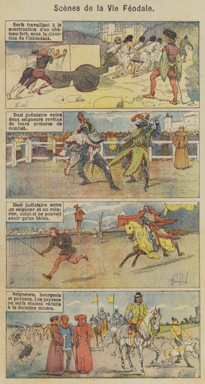 Scenes de la Vie Feodale (színes litó) alkotó: Louis Charles (after) Bombled