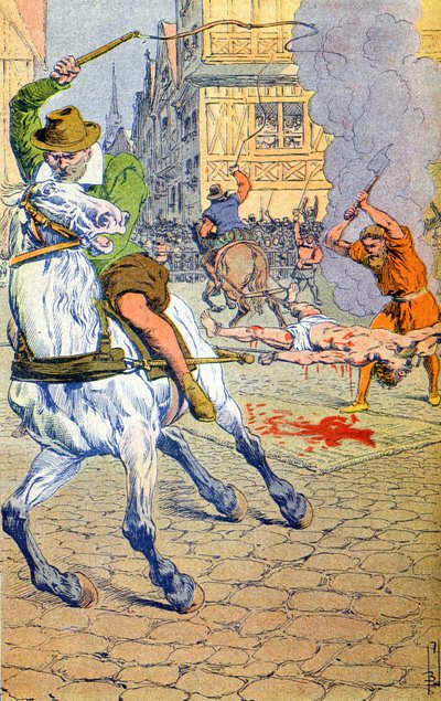 Francois Ravaillac kivégzése alkotó: Louis Charles Bombled