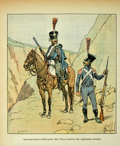 Bombled Louis (1862-1927) illusztrációja gróf Emmanuel de Las Cases (1766-1842) „Szent Heléna emlékműve” című könyvéből: A törökökkel határos tartományokban horvát ezredek voltak, Magángyűjtemény alkotó: Louis Charles Bombled