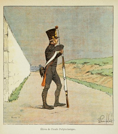 Bombázott Lajos (1862-1927) illusztrációja Emmanuel de Las Cases (1766-1842) gróf „Szent Heléna emlékműve” című könyvéből: A Műszaki Iskola tanulója, Magángyűjtemény alkotó: Louis Charles Bombled
