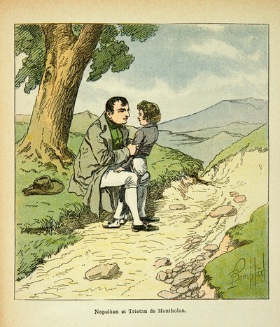 Bombázott Lajos (1862-1927) illusztrációja Emmanuel de Las Cases (1766-1842) gróf „The Memorial of Saint Helene” című könyvéből: Szent Ilona, Napóleon császár és Montholoni Tristan, Magángyűjtemény alkotó: Louis Charles Bombled