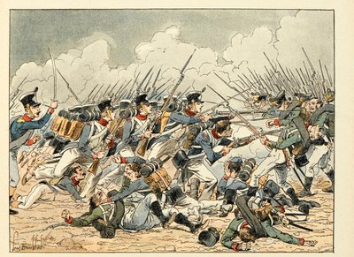 Illusztráció a „Les heros du Siecle” című könyvből, Dick de Lonlay anekdotikus szavai, Louis Bombled (1862-1927) illusztrálta alkotó: Louis Charles Bombled