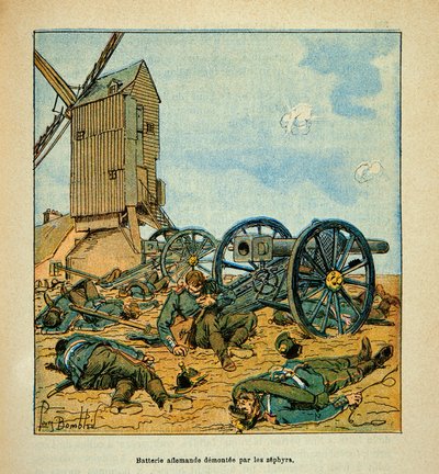 Eugene Sergent, Grenest néven ismert Loire armee, Louis Bombled (1862-1927) illusztrálásával (francia-német háború; 1870-1871-es hadjárat): A harcok során a Zephyrok (Afrika könnyű gyalogsága) által levert német üteg Beaune La Rolande in alkotó: Louis Charles Bombled