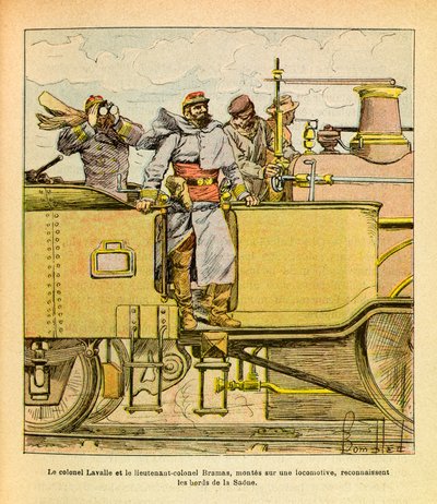 Eugene Sergeant keleti hadereje, Grenest mellett, Louis Bombled (1862-1927) illusztrálásával (francia-német háború; hadjárat 1870-1871): 1870 decemberében Lavalle ezredes és Bramas alezredes felismerte a mozdony partját. Saone alkotó: Louis Charles Bombled