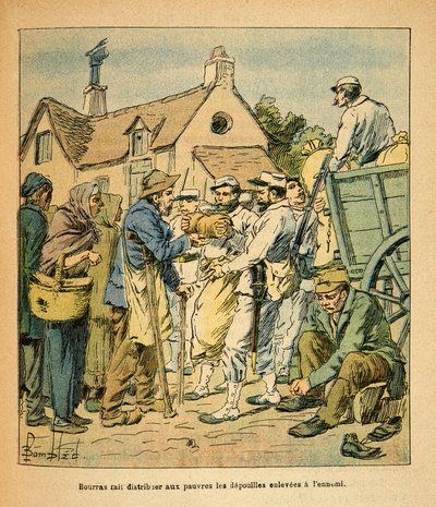 Eugene Sergeant keleti hadereje, Grenest néven, Louis Bombled (1862-1927) illusztrálásával (francia-német háború; hadjárat 1870-1871): Bourras ezredes indítékai az ellenségtől elvett földi maradványokat juttatták el a szegényeknek, Particular Collection alkotó: Louis Charles Bombled