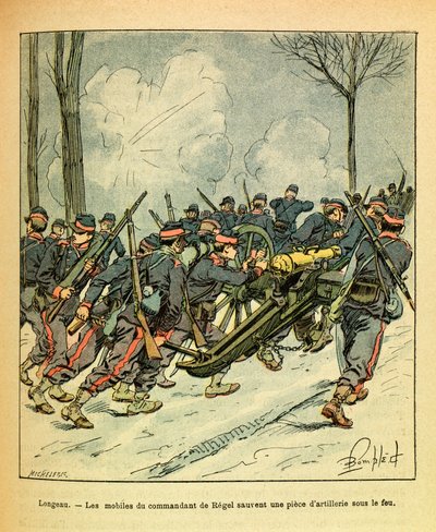 Eugene Sergeant keleti hadereje, Grenest néven, Louis Bombled (1862-1927) illusztrálásával (francia-német háború; hadjárat 1870-1871): 1870 decemberében, a longeau-i csata során a Regel parancsnokának indítékai mentették meg ágyú az ellenséges fenyő alatt alkotó: Louis Charles Bombled
