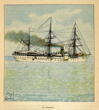 A madagaszkári háború – Az 1885-1895-ös francia expedíciók anekdotikus története, Henri Galli dit Galllichet (1854-1922), illusztrálta: Louis Bombled (1862-1927): A kórházhajó a „Shamrock” Madagaszkár felé tart, magángyűjtemény alkotó: Louis Charles Bombled