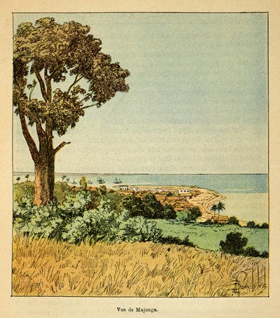 A madagaszkári háború – Az 1885-1895-ös francia expedíciók anekdotikus története, Henri Galli dit Galllichet (1854-1922), illusztrálta Louis Bombled (1862-1927): Majunga városának kilátása a 19. századi Siecle-nél, Magángyűjtemény alkotó: Louis Charles Bombled