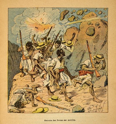 A madagaszkári háború – Az 1885–1895-ös francia expedíciók anekdotikus története, Henri Galli dit Galllichet (1854–1922), illusztrálta: Louis Bombled (1862–1927): Magángyűjtemény alkotó: Louis Charles Bombled