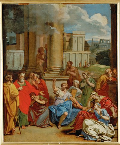 Agabus próféta megjövendöli Szent Pálnak, hogy mit kell elszenvednie Jeruzsálemben (festmény, vászon) alkotó: Louis Cheron