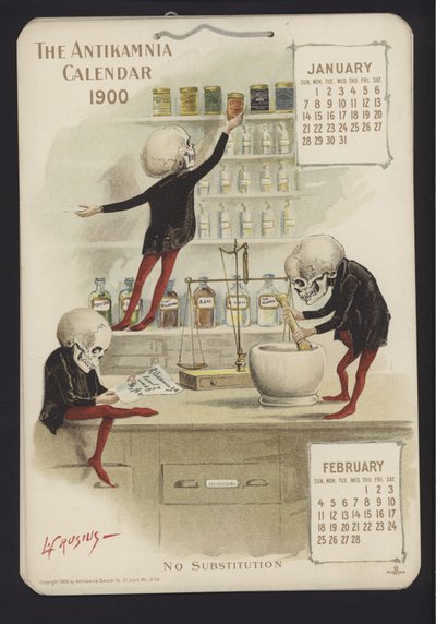 Illusztráció az Antikamnia naptárhoz, 1900 alkotó: Louis Crucius or Crusuius