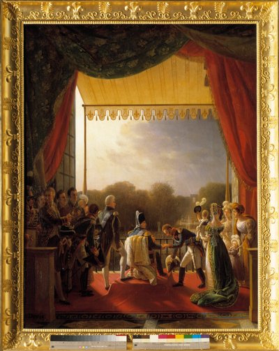 XVIII. Lajos, a királyi család tagjaival körülvéve, a Tuileriák erkélyén járt a spanyol hadsereg visszatérésekor, december 2-án. alkotó: Louis Ducis