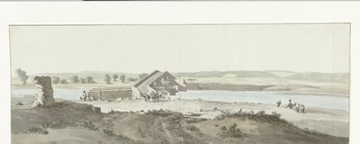 Gezicht op Canosa híd az Ofanto folyón Pugliában Kilátás a Pont de Canosára az Ofanto (Aufidus) felett (cím a tárgyon) Utazás Olaszországba, Szicíliába és Máltába – 1778 (sorozat címe) alkotó: Louis Ducros