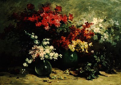 Tavaszi virágok csendélete (olaj, vászon) alkotó: Louis Emile Minet