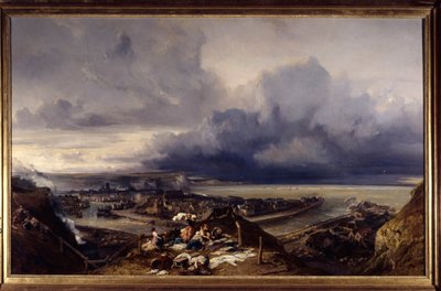 Kilátás a normandiai Dieppe kikötőjére. Louis Gabriel Eugene Isabey (1803-1886) festménye 1842 V. 1,64x2,51 m Nancy, Muse des Beaux Arts alkotó: Louis Eugene Gabriel Isabey