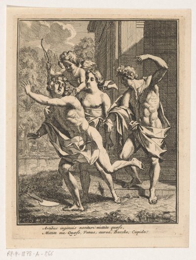 Egy fiatal férfi menekül Bacchus, Vénusz és Ámor elől alkotó: Louis Fabritius Dubourg