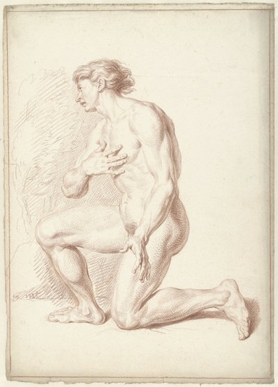 Férfi akt, térdelve, balra fordulva alkotó: Louis Fabritius Dubourg