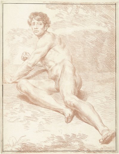 Férfi akt, fekvő, felállva alkotó: Louis Fabritius Dubourg