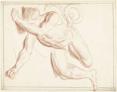 Tanulmány egy oldalán fekvő férfi aktról alkotó: Louis Fabritius Dubourg