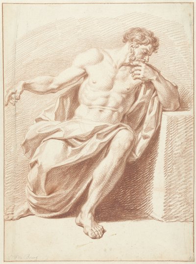 Tanulmány egy ülő férfiról, összehajtott drapériával alkotó: Louis Fabritius Dubourg