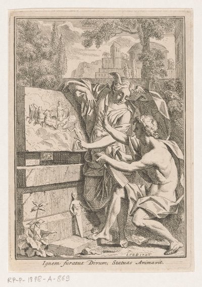 Szárnyas fejű nő domborművet mutat a fiatalembernek alkotó: Louis Fabritius Dubourg