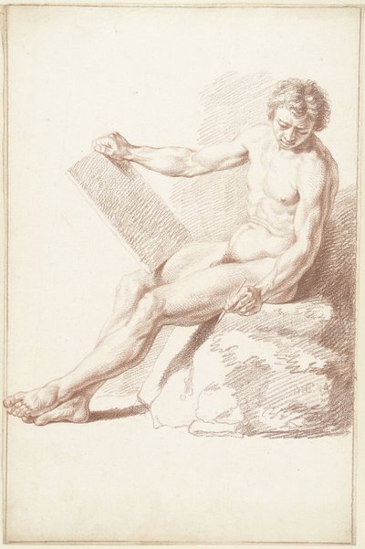 Meztelenül ül az akadémián, rajzolóként alkotó: Louis Fabritius Dubourg