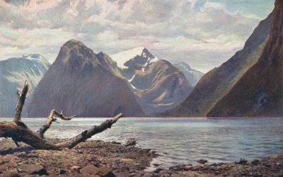 Jelenet a Milford Soundon, Új-Zéland (színes fotó) alkotó: Louis Fairfax Muckley
