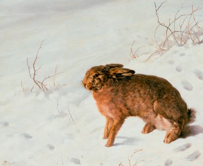 Nyúl a hóban, 1875 alkotó: Louis Ferdinand von Rayski