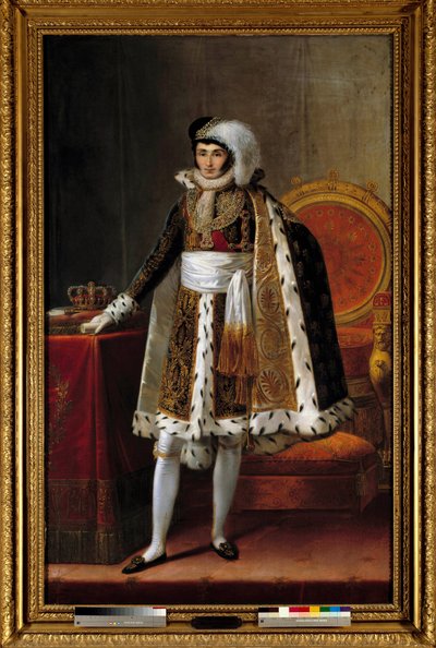 Jerome Bonaparte (1784-1860) vesztfáliai király portréja lábán. Jelmezben a Wesphalia Királyi Korona Lovagrend parancsnokaként, 1810 körül. Louis Francois Aubry (1767-1851) vagy Francois Joseph Kinson (Kinsoen) (1770-1839) festménye. alkotó: Louis Francois (attr. to) Aubry