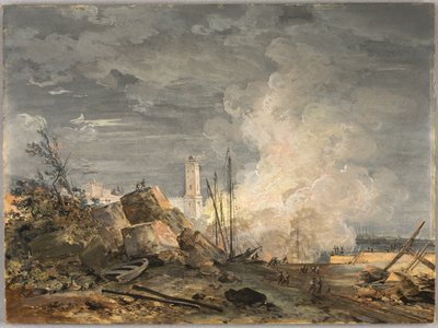 Tűz a kikötőben alkotó: Louis Gabriel Moreau