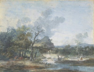Pásztorlány a vízesés közelében, n.d. alkotó: Louis Gabriel Moreau