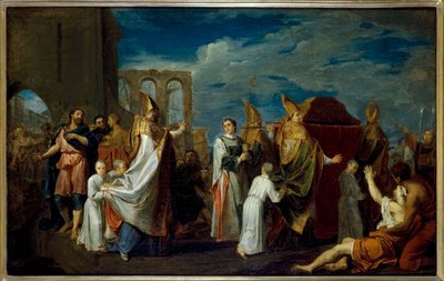 La translation des reliques de Saint Augustin, vázlat a Petits-Pères kolostor refektóriumában (Notre-Dame-des-Victoires templom), mai 2. kerület, 1698 -1708 körül (olaj). alkotó: Louis Galloche