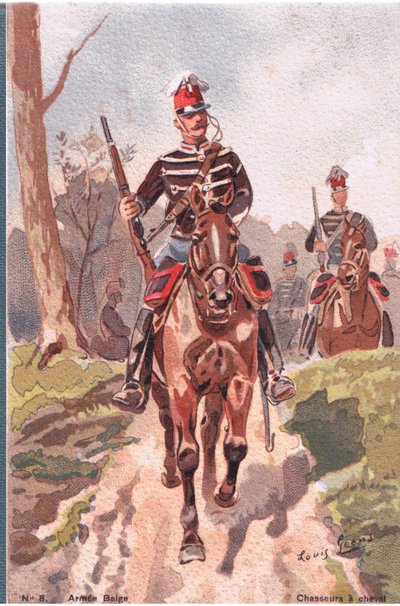 Vadászok lóháton, Képeslap, 1920-as évek alkotó: Louis Geens