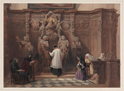 Gyóntatószék, Szent Pál-templom, Antwerpen, 1838. alkotó: Louis Haghe