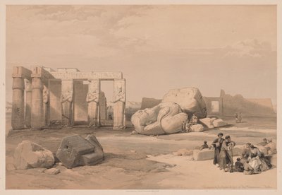 Egyiptom és Núbia: II. kötet – 4. szám, A nagy kolosszusok töredékei, a memnóniumnál alkotó: Louis Haghe