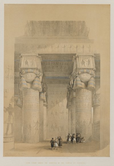 Egyiptom és Núbia, II. kötet: Kilátás a denderai templom portikája alól, 1849. alkotó: Louis Haghe