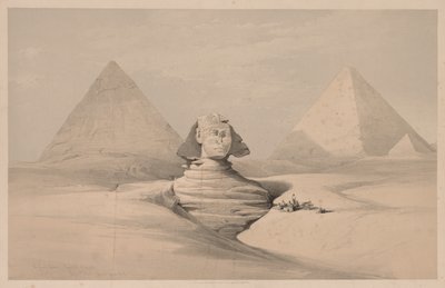 Egyiptom és Núbia: I. kötet – 18. szám, A nagy szfinx, Gizeh piramisai, elölnézet alkotó: Louis Haghe