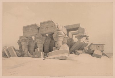 Egyiptom és Núbia: I. kötet – 1. szám, 2. szám, a Kom Ombo-templom portikuszának maradványai alkotó: Louis Haghe